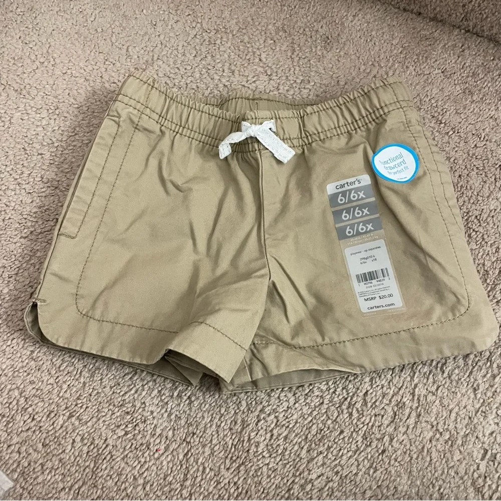 Carter's Beige Kids Shorts with White Drawstring